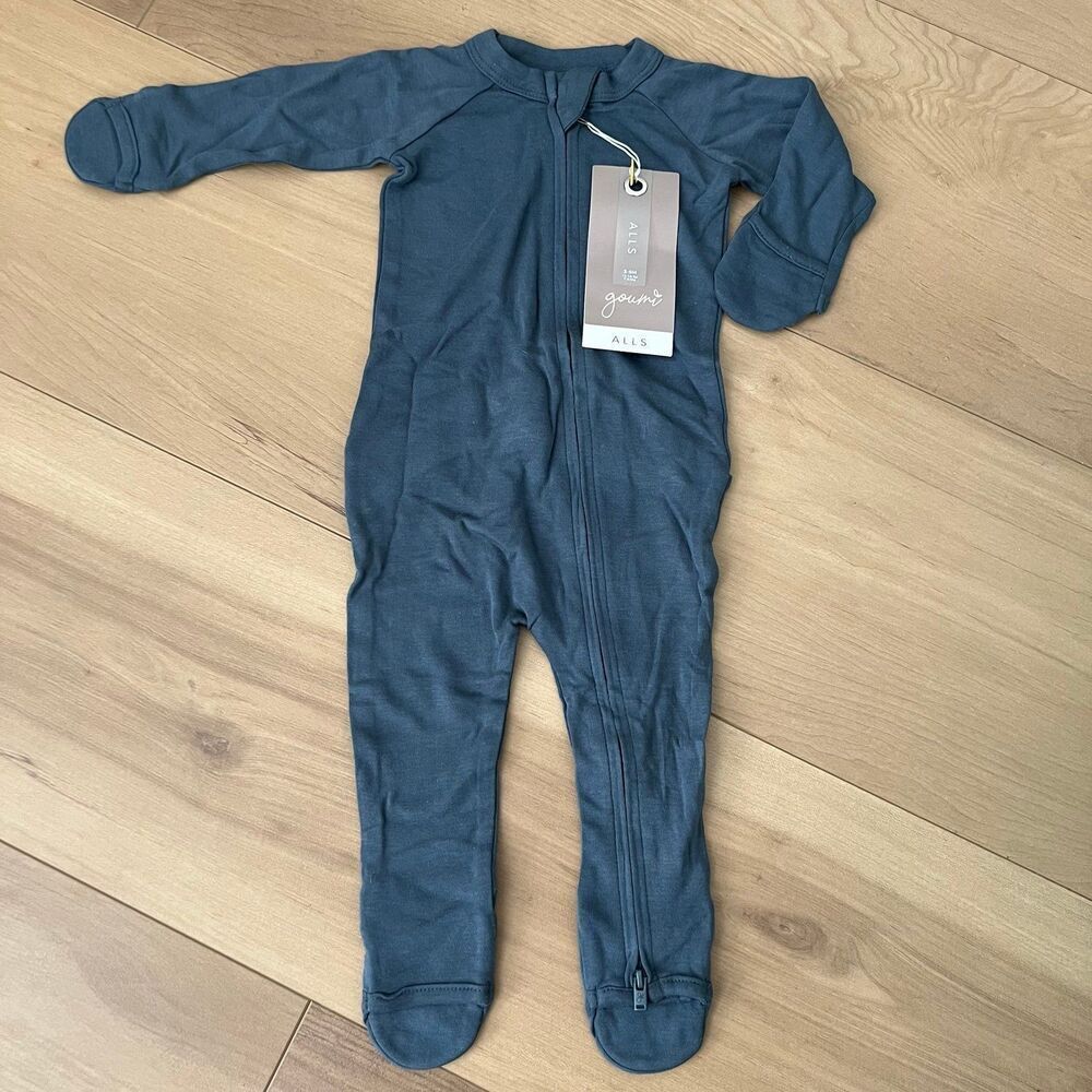 NWT Goumi Kids Midnight Baby Footie SZ 3-6mo Blue Bamboo Zippy Sleeper
